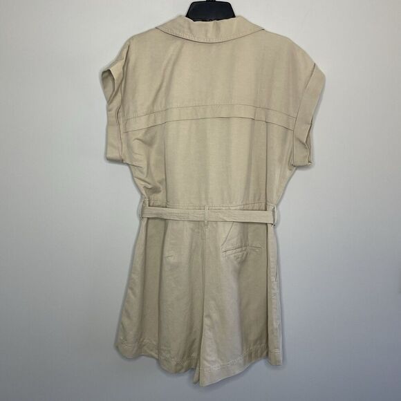 MADEWELL Romper Women 14 Khaki Tan Tie Waist NEW Muscle Tank Lyocell Linen NQ584 - Picture 7 of 12